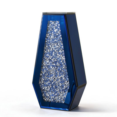 Vase de table haut Cerrie 14 po en verre bleu, style moderne et glamour