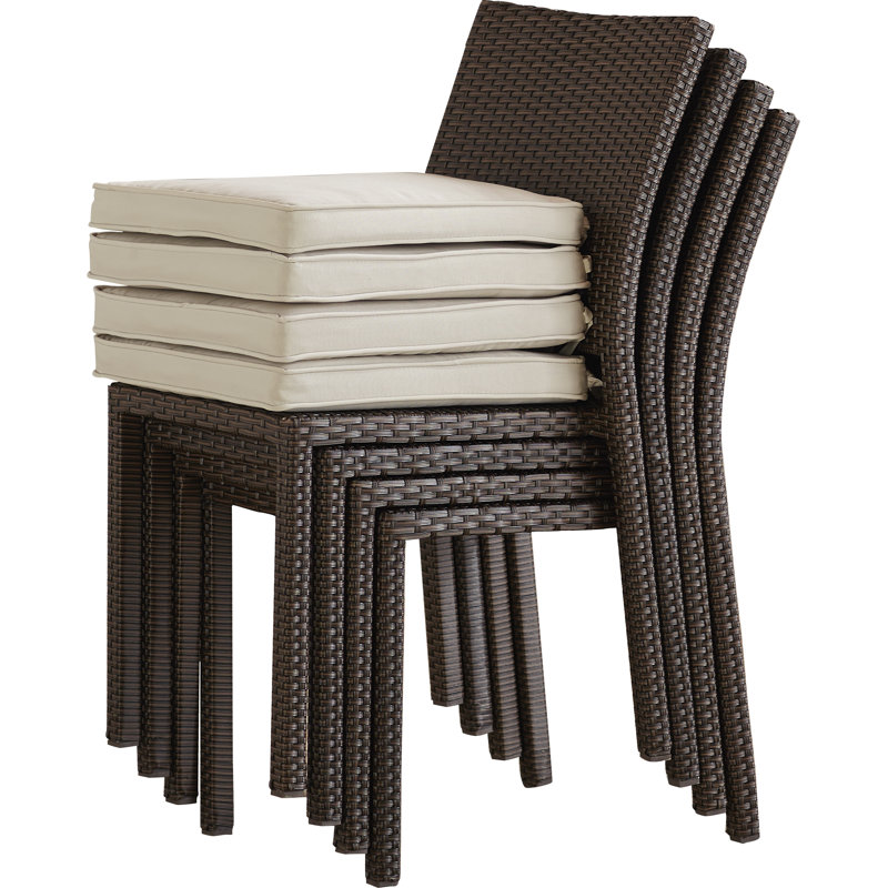 Chaise d'appoint de patio en osier Alyisa, Blanc performance, Brun