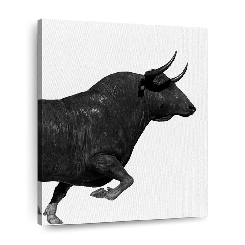 «Charging Black Bull» sur toile, H 10 po x l 8 po x P 1 po