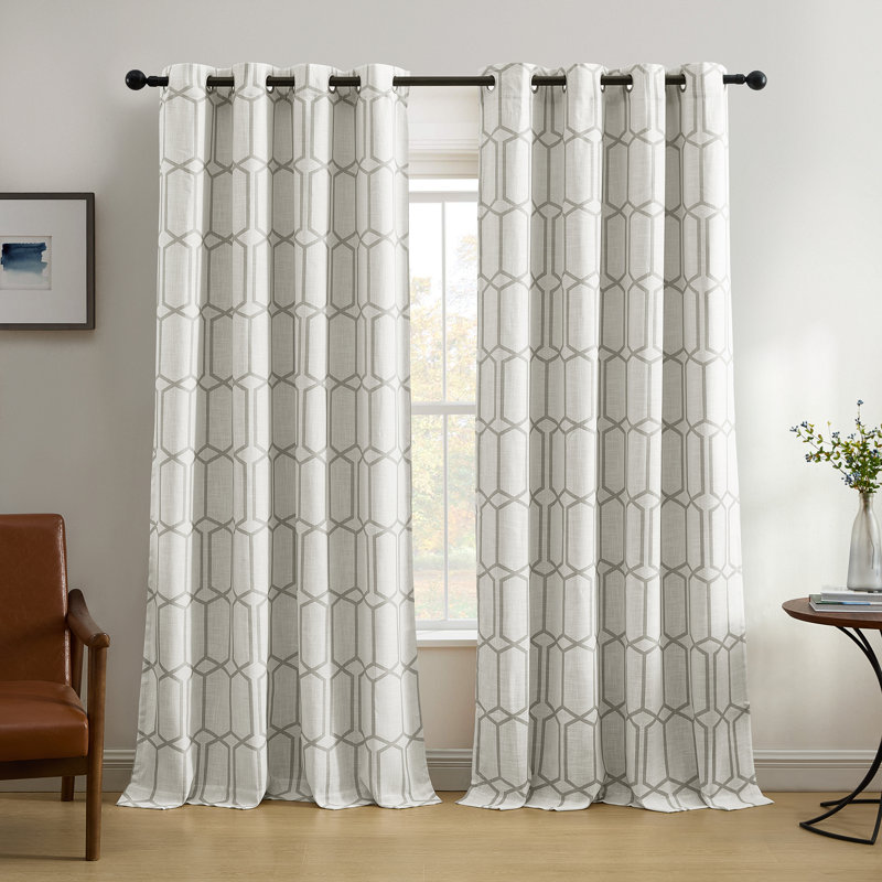 Albesa Linen Blend Room Darkening Single Curtain Panel, Gray, 52" W x 95" L