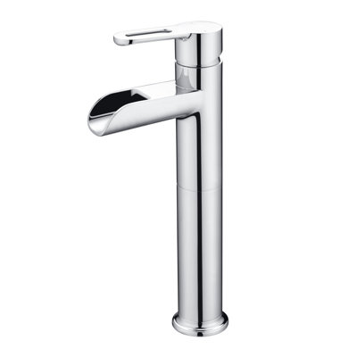 Robinet de lavabo de salle de bain à poignée simple avec drain - collection Sozu - chrome poli