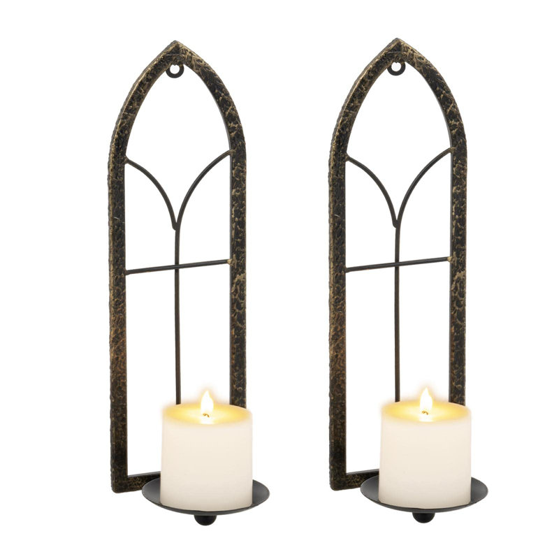 Metal Rustic Wall Sconce Candle Holder Set Of 2 Black Gold Wall Gothic Mount Candle Sconce Holder For Living Room, Bathroom, Dining Room,Window Styling