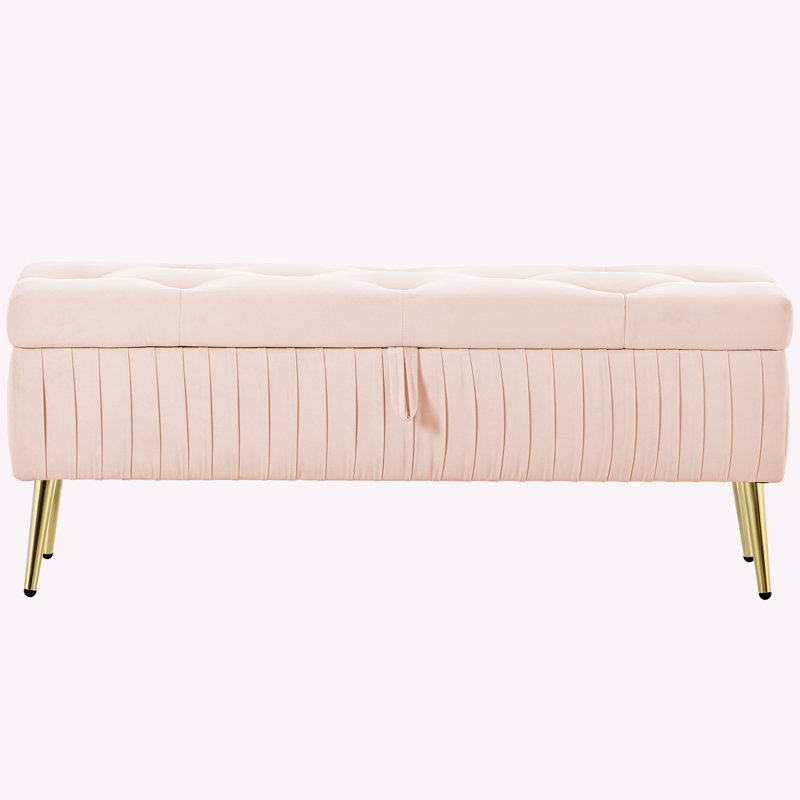 Mirsab Polyester Upholstered Storage Bench, Pink