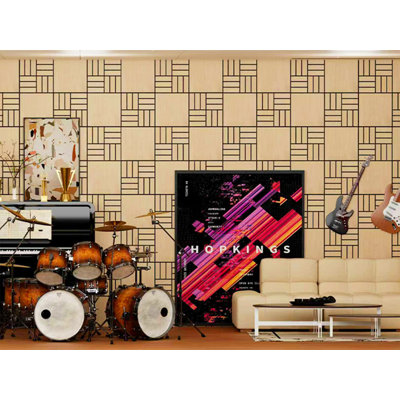 Ensemble de 4 panneaux muraux acoustique - Panneau mural à lattes de bois auto-adhésif 3D - Panneaux insonorisants auto-adhésifs pour réduire le bruit - Décoration murale pour la maison et le bureau