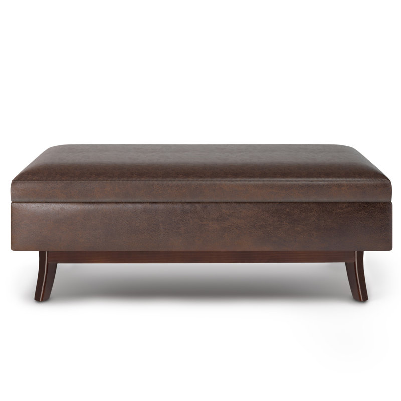 Owen 48"W Upholstered Mid-Century Modern Rectangular Lift-Top Ottoman with Tufted Detail