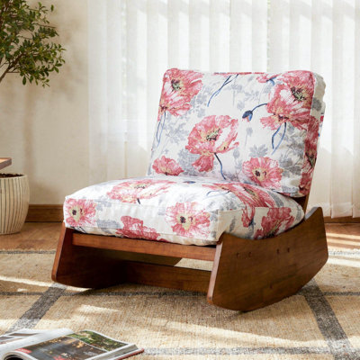 Upholstered Solid Wood Rocking Chair