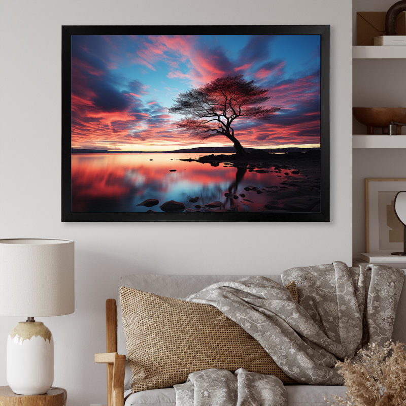 Symphonie bleue et bleue sur toile, H 34 po x l 44 po x P 1,5 po, Cadre simple noir