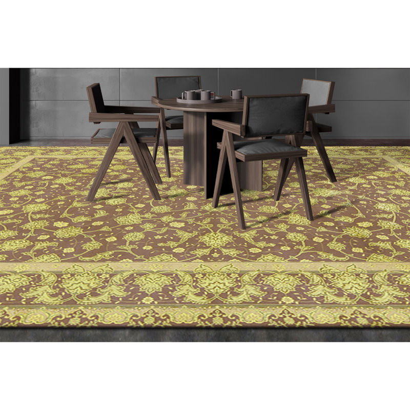 Hand Knotted Wool Area Rug in Aubergine