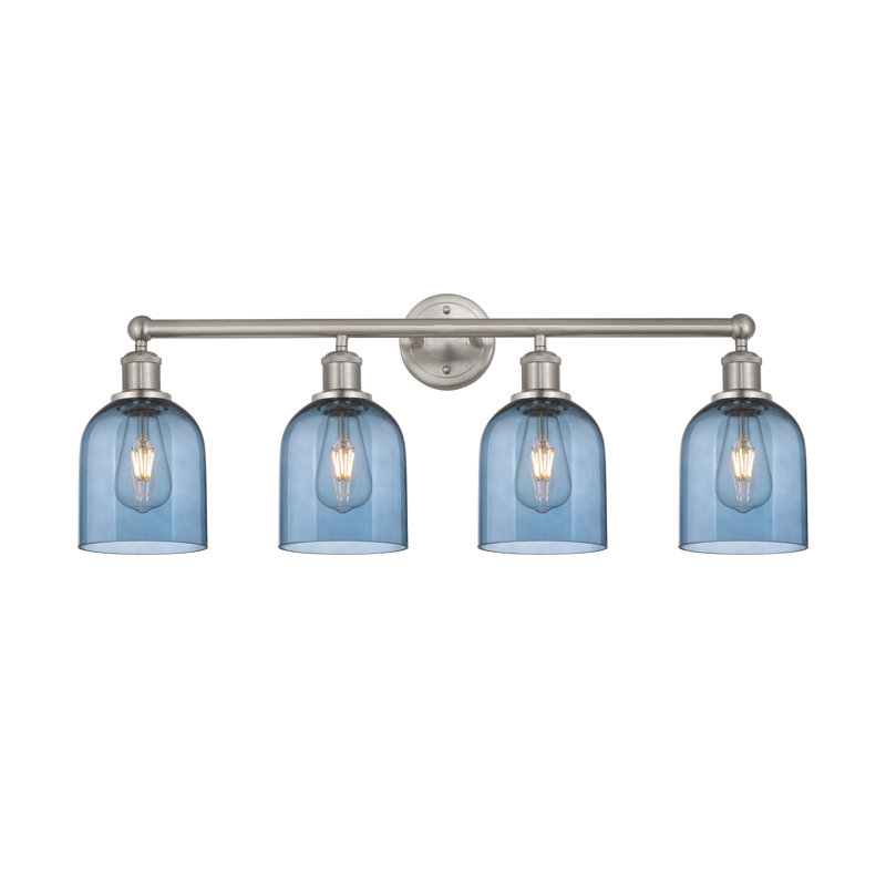 Odaniel 4 - Light Dimmable Vanity Light, Princess Blue, Brushed Satin Nickel
