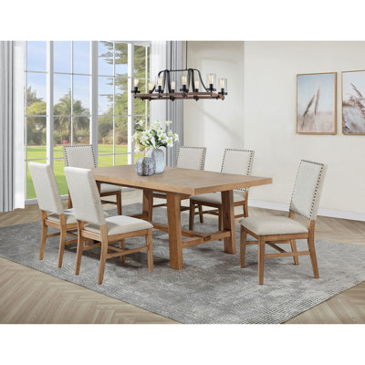 Carlos Natural 7-piece Extension Leaf Dining Set
