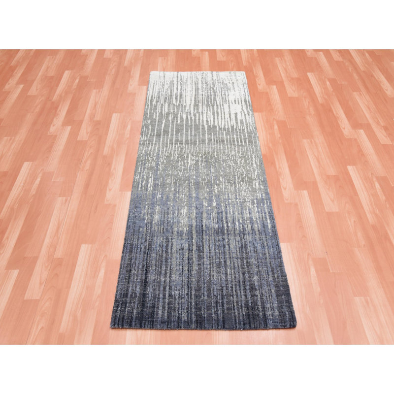 Tapis de couloir gris moderne en laine noué à la main 2 pi 6 po x 6 pi 4 po 536560BDBA6A4FF38C26542E8122748E