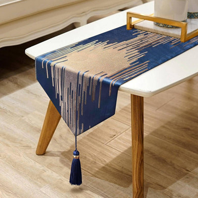 Chemin de table - Long - Design géométrique moderne de luxe avec pampilles, pour commode, table basse, fêtes, mariage, événements et décoration intérieure