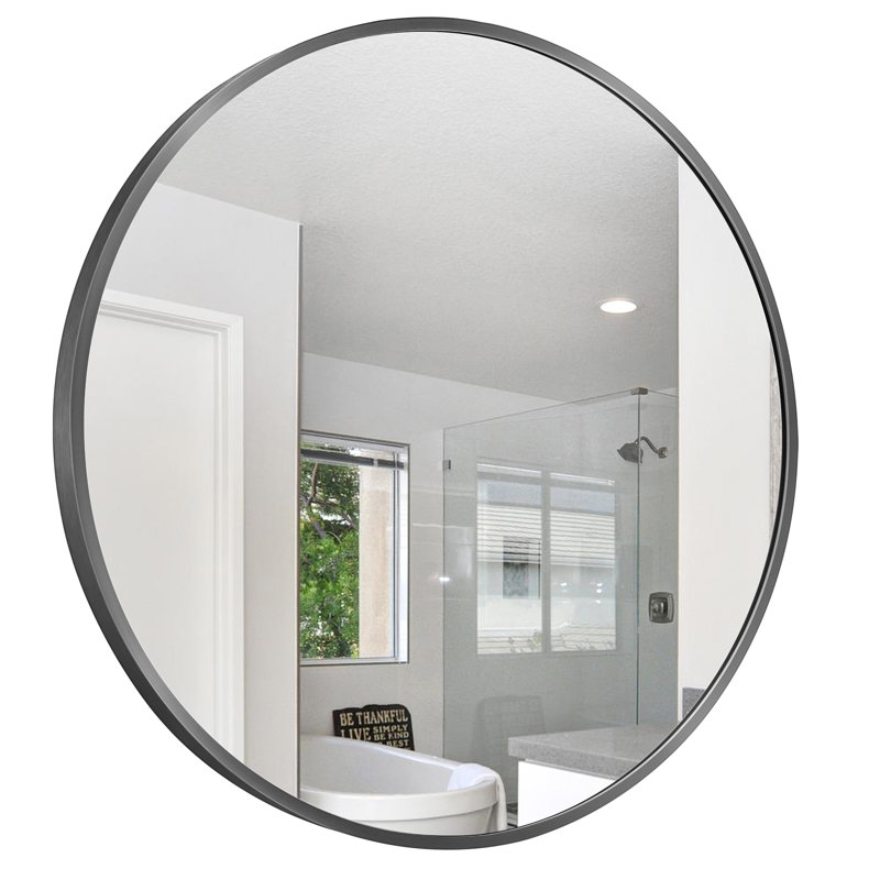 Metal Flat Wall Mirror, Black