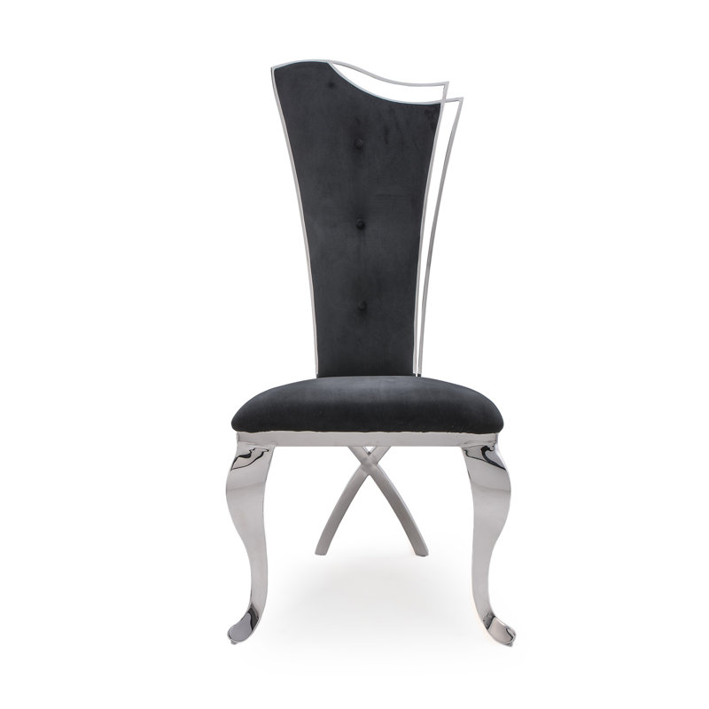 Chaise d'appoint rembourrée en velours Mohandis, Noir, Argent