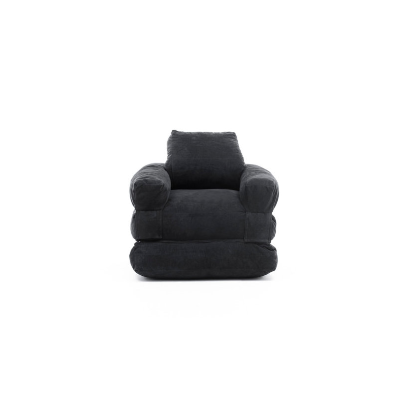 Fauteuil futon large de 35,4 po Elvin, Mélange de polyester noir