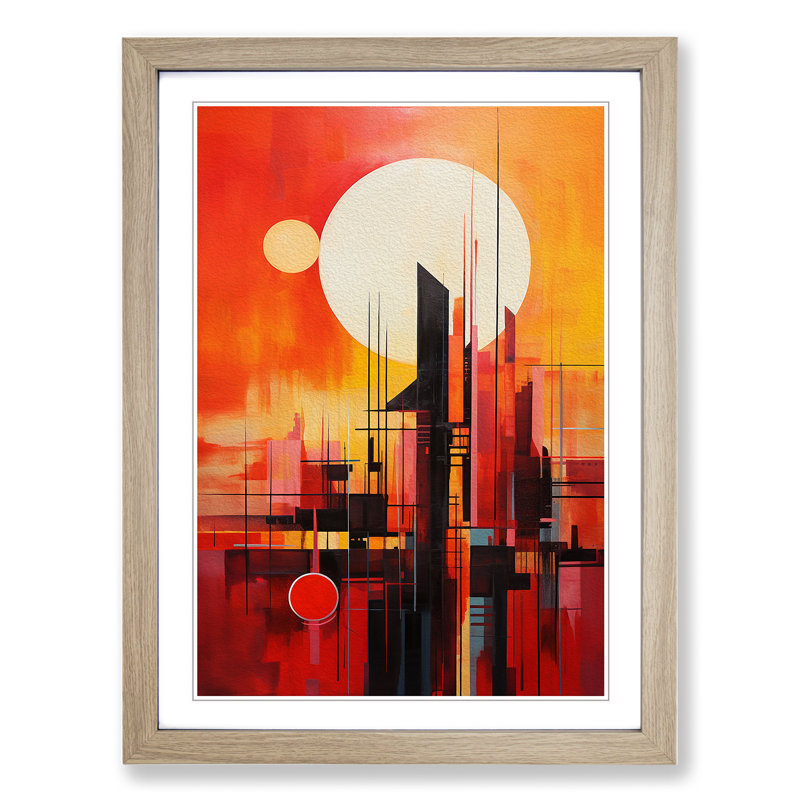 Sunrise Constructivism - Framed Print, Oak, 34" H x 25" W x 2" D