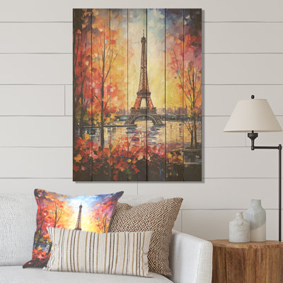 Paris Eiffel Tower Autumn Views - City Paris sur impression sur bois