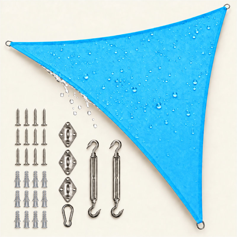 Toile d'ombrage triangulaire, 16 pi x 16 pi, Bleu