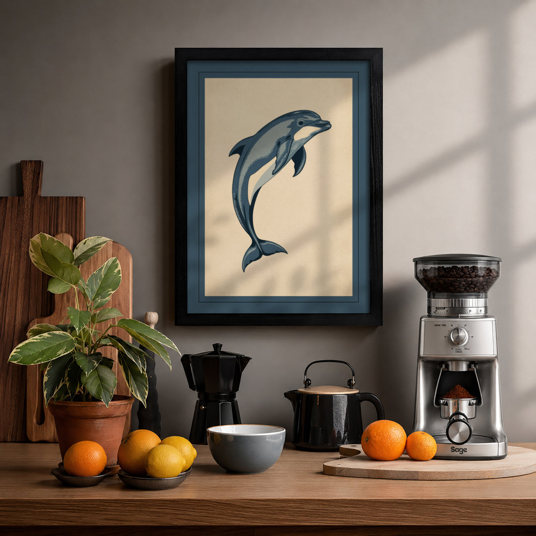 Leaping Dolphin Coastal - Framed Print