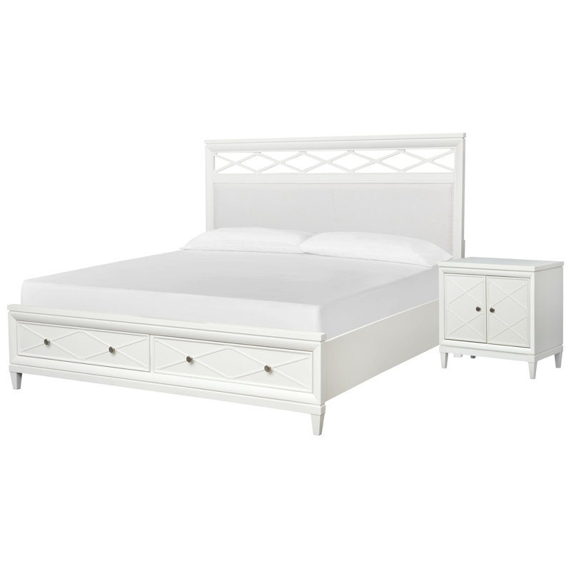 Très grand lit avec rangement Colby, 2 pièces : Lit, table de chevet, Très grand