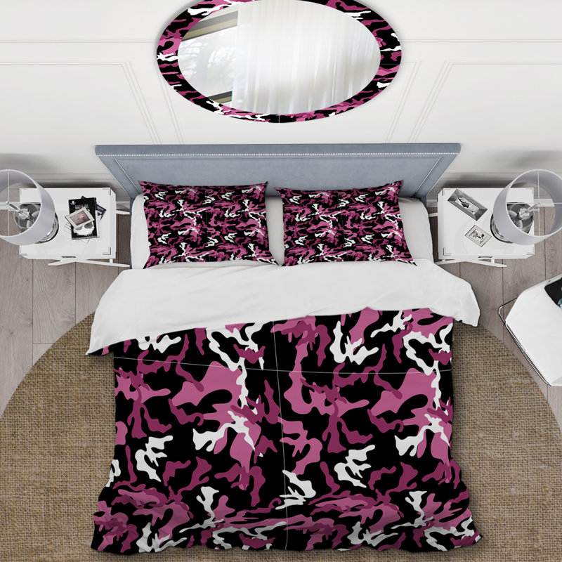 Camouflage mauve tendance - ensemble de housse de couette abstrait - microfibre de polyester