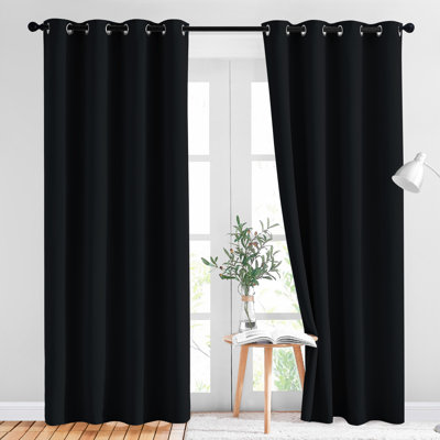 Bedroom Room Darkening Curtains Triple Weave Microfiber Grommet Top Thermal Insulated Solid Room Darkening Panels/Drapes for Living Room