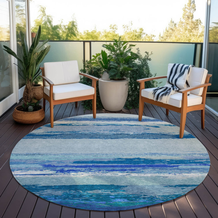 Machine Washable Indoor/Outdoor Christain ACN1282 Blue Rug