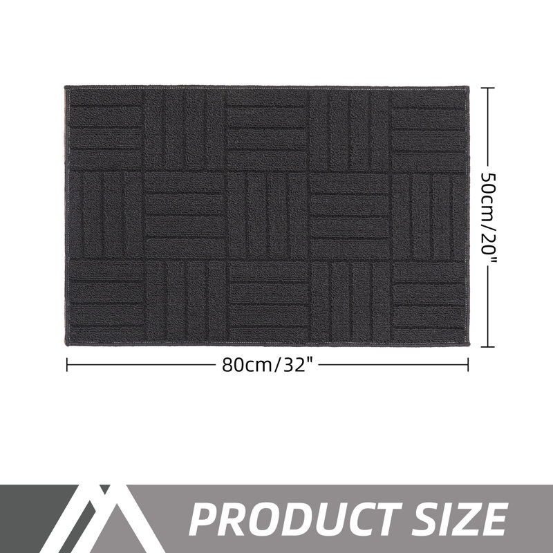 Tapis de porte en polypropylène antidérapant antitaches, Gris anthracite, L 20 po x L 32 po
