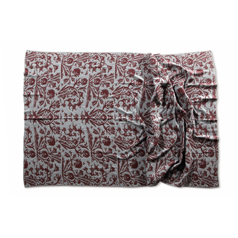 Knitted Throw Blanket, Charcoal Grey / Eggplant