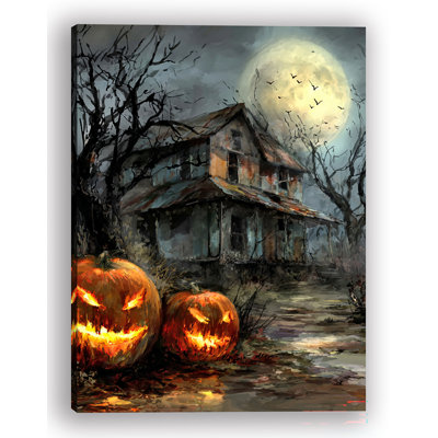 Spooky Farmhouse Pumpkins II Wrapped Canvas Wall Art