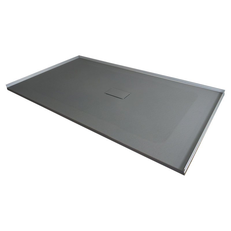 Transolid Trimslate 60-in x 40-in Zero Threshold Shower Base with Center Drain, Dark Gray