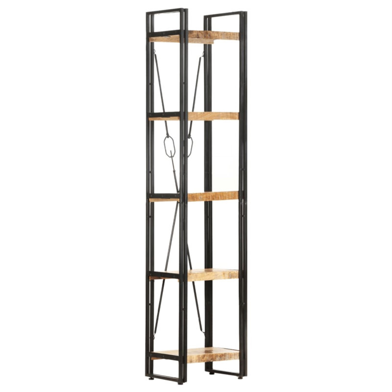 Bibliothèque en bois de manguier massif, Naturel, H 70,87 po x l 35,43 po x P 11,81 po