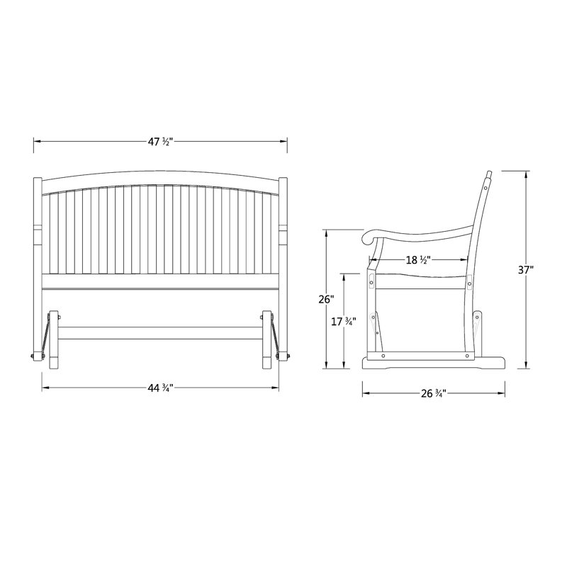 Banc oscillant d'extérieur en teck Cynthia