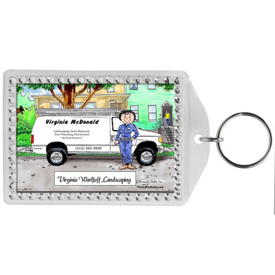 Fourgon de service personnalisé personnalisé, blanc - porte-clés bordé de strass féminin