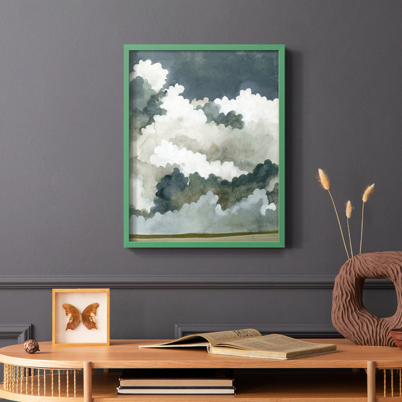 «Vast Neutral Sky II», reproduction encadrée - bois massif, Vert, H 10 po x l 8 po
