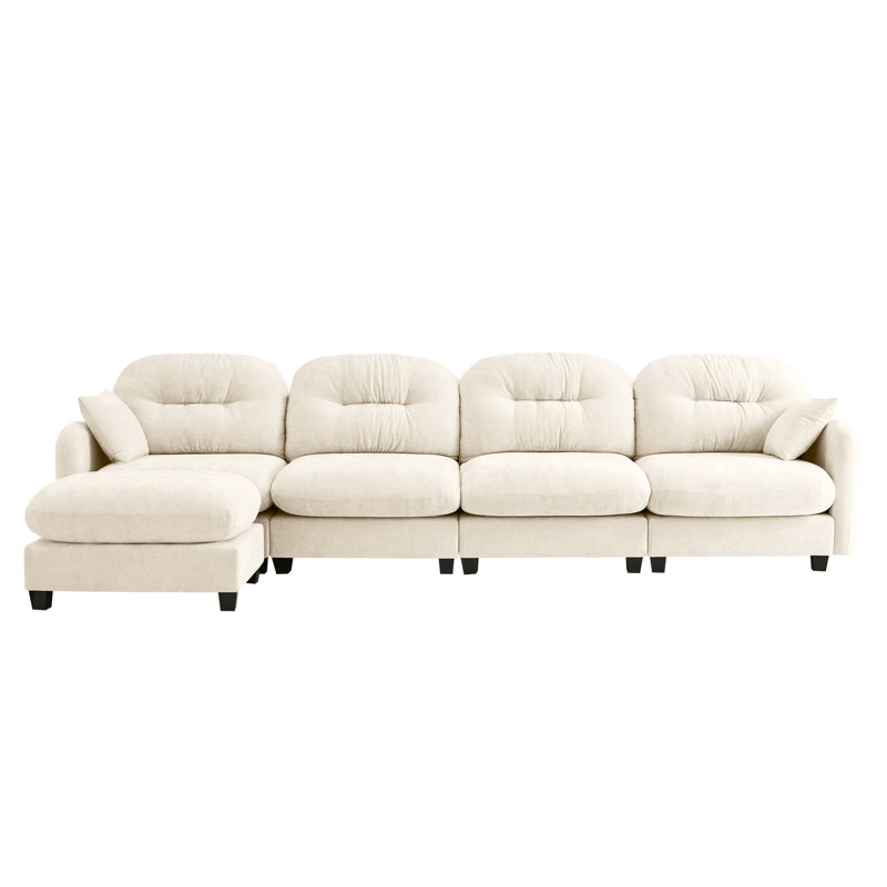4 Modular With , Soft Chenille, Pleated , Flexible Layout, Ergonomic Design For Living Rooms Beige 4 - Seater Couch Movable Design, Bedroom Decorating
