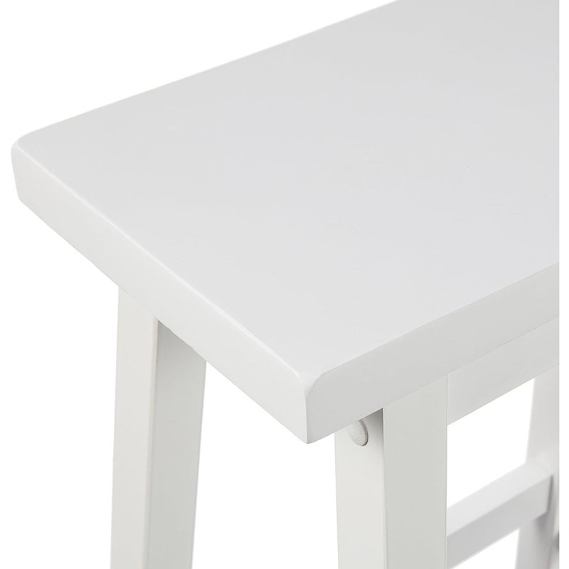 Ensemble de 2 tabourets de bar en bois massif avec repose-pieds, blanc, facile à assembler