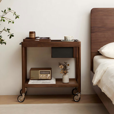 Petite table basse de 25,59 po en bois massif brun