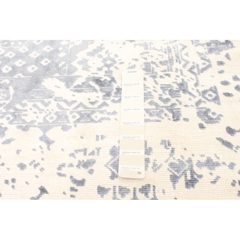 Tapis oriental crème / gris foncé noué à la main