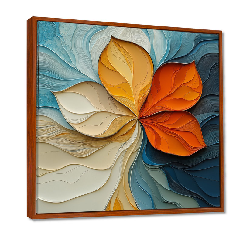Nuam Autumn Transitional Bloom of Abstract Flower I - Art mural abstrait sur toile florale, Impression encadrée flottante