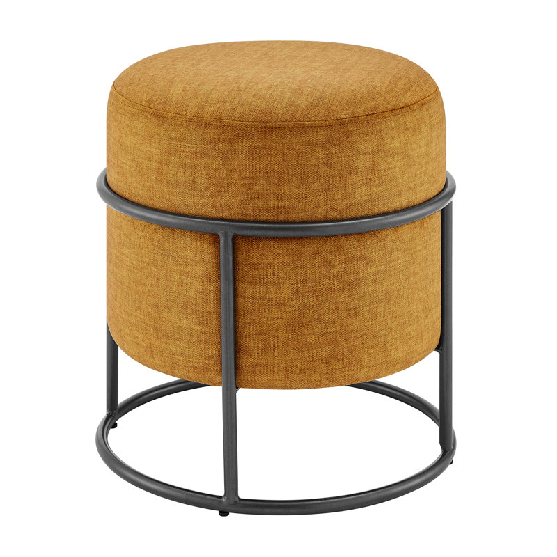 Moreell Round Ottoman W/ Metal Frame, Padburry, Brown