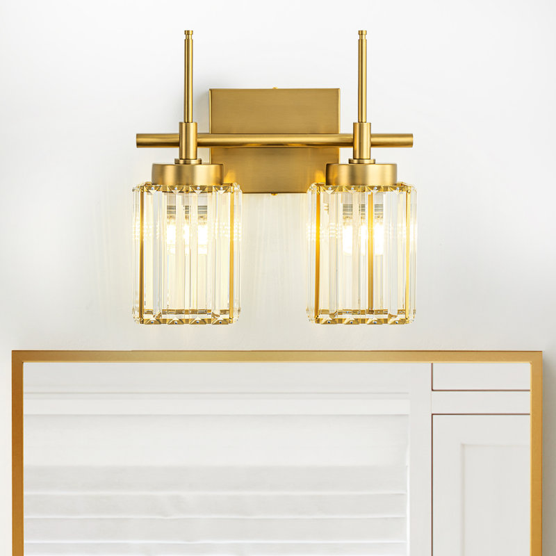 Edgars Modern Crystal Dimmable Vanity Light, Gold, 2