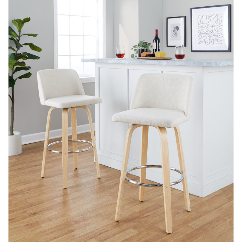 Tabouret de bar pivotant 29,5 po Toriano, Neutre / chrome, Crème