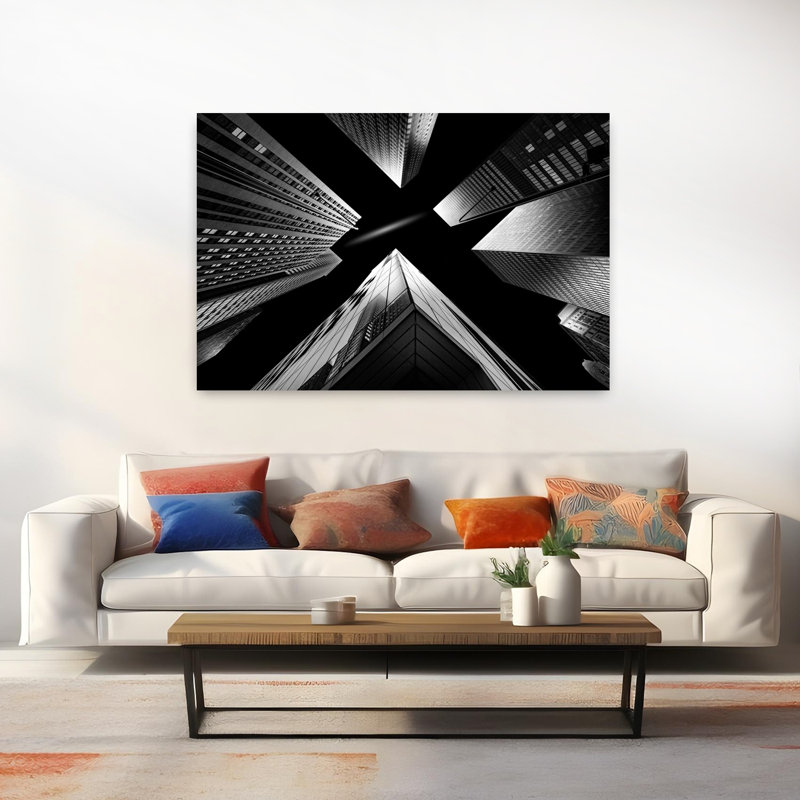 Abstrait, architecture contemporaine, art mural ville, H 40 po x l 60 po