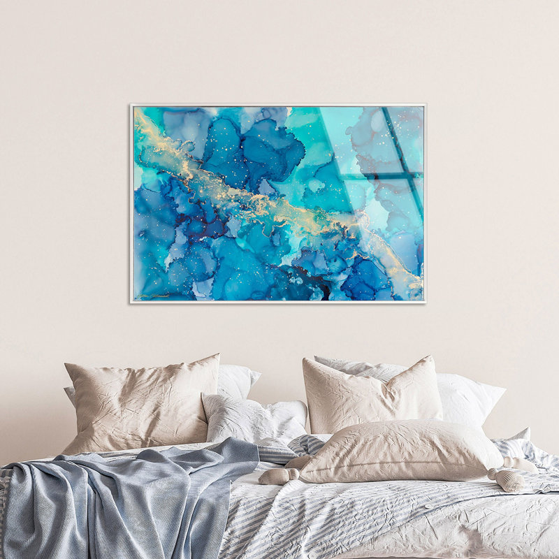 Glitter Enthusiast - Clara Framed Acrylic Art by Oliver Gal, 21" H x 31" W, White