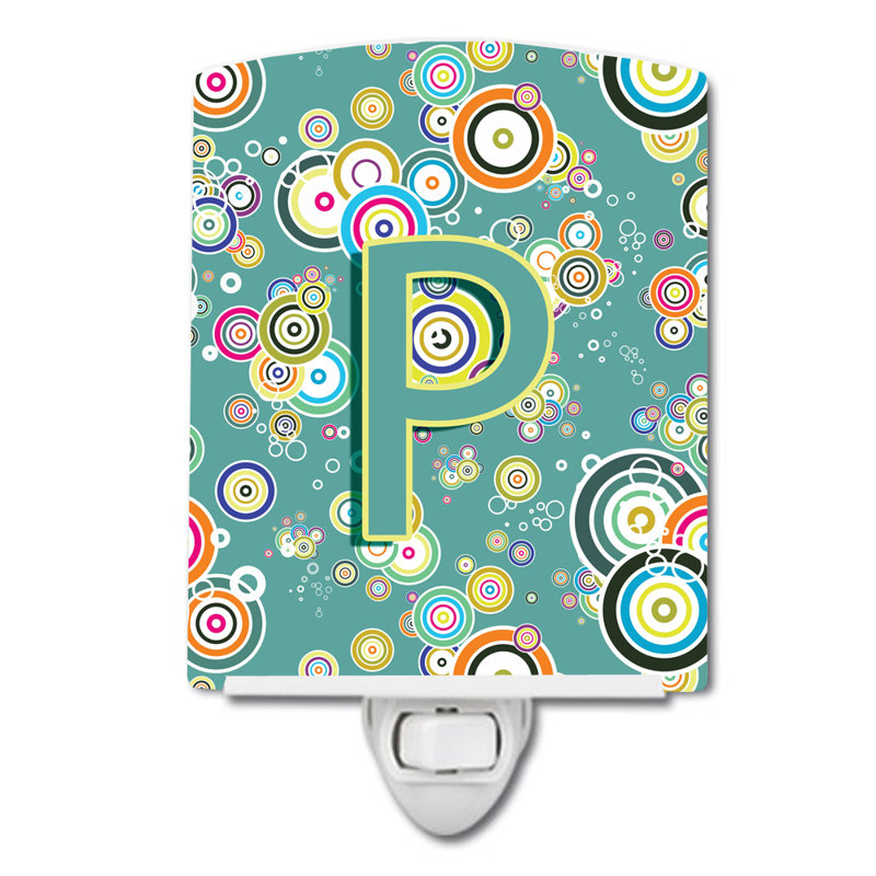Circle Initial Alphabet Ceramic Night Light, P