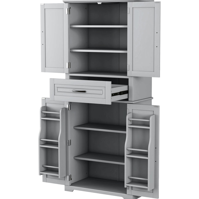 Armoire de rangement de salle de bain grise, intérieur spacieux et conception basculante avec tablettes réglables efficaces