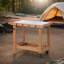 Table de chariot d'extérieur en bois avec roulettes, plateau en métal et rangement, pour barbecue de jardin