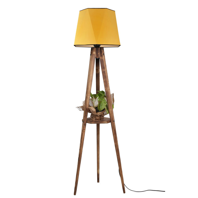 Burkburnett 165cm Tripod Floor Lamp, Mustard, Light Brown