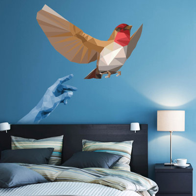 Adhésif décoratif polygonal Bird Hand